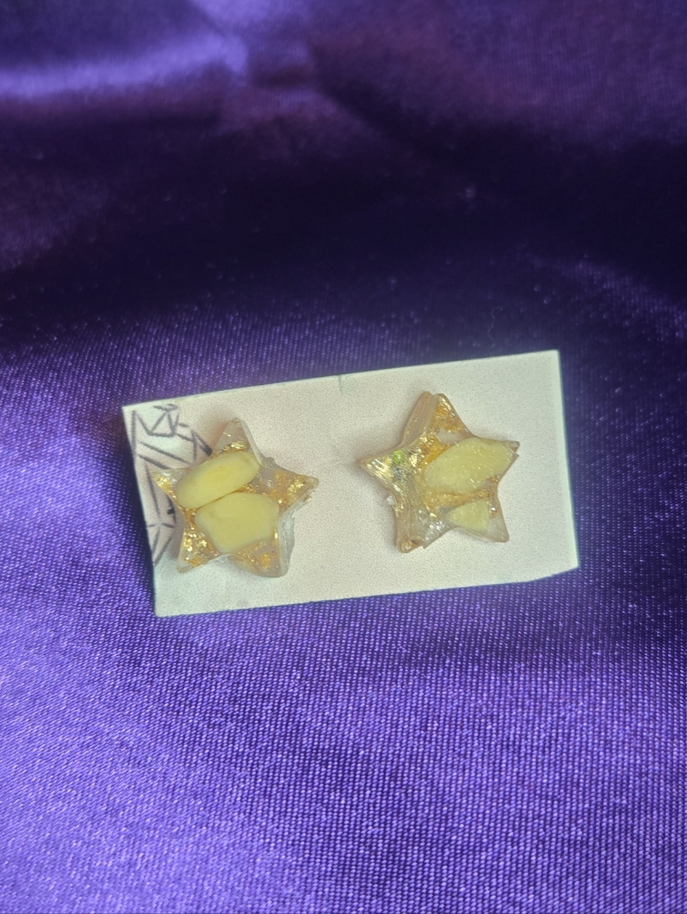 Orange Calcite Star Resin Stud Earrings - Picture 2 of 5
